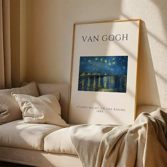 Poster Van Gogh Starry Night On Rhone Art004 40cm X 50cm Λευκή Ξύλινη Κορνίζα-55249pd156887f55310