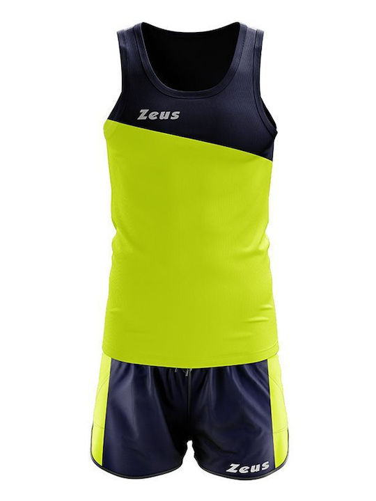 Zeus Robert Running Set Navy Blue Fluo Yellow Polyester Summer Unisex