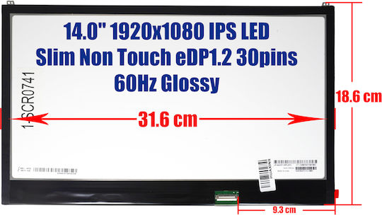 14" LED / Slim / Touch / 60Hz 1920x1080 Glossy Laptop Screen for Lg Gram 14z980-g 14z990 1-SCR0741