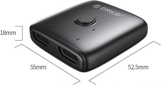 Orico As2-a1 Hdmi Adapter Bi-directional Splitter Black 6942227180681