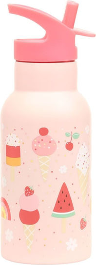 A Little Lovely Company Ice-Cream Stainless Steel Kids Water Bottle Thermos Blue 350ml