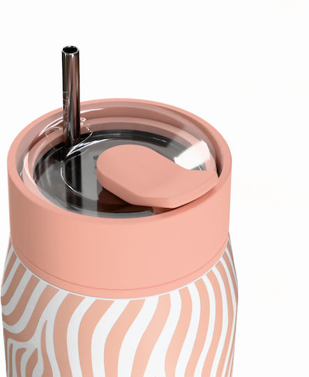 Estia Lens Save the Aegean Thermos Stainless Steel BPA Free 360ml Soft Ripple with Straw