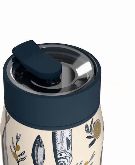 Estia Lens Save The Aegean Thermos Bottle Stainless Steel BPA Free 360ml Salt Life with Straw