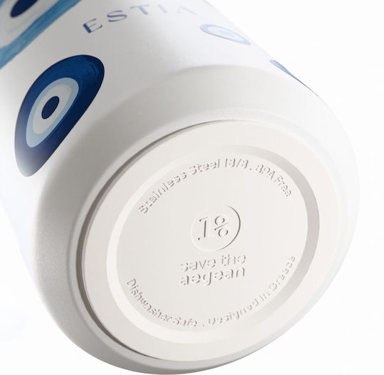 Estia Lens Save The Aegean Thermos Bottle Stainless Steel BPA Free 360ml Spirit Luck with Straw
