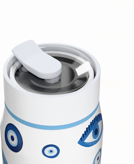 Estia Lens Save The Aegean Thermos Bottle Stainless Steel BPA Free 360ml Spirit Luck with Straw