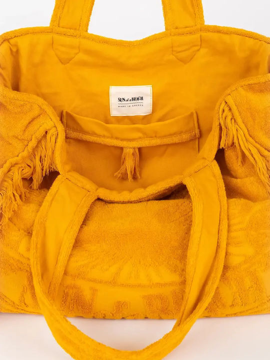 Sun of a Beach Terrycloth Yellow Beach Bag