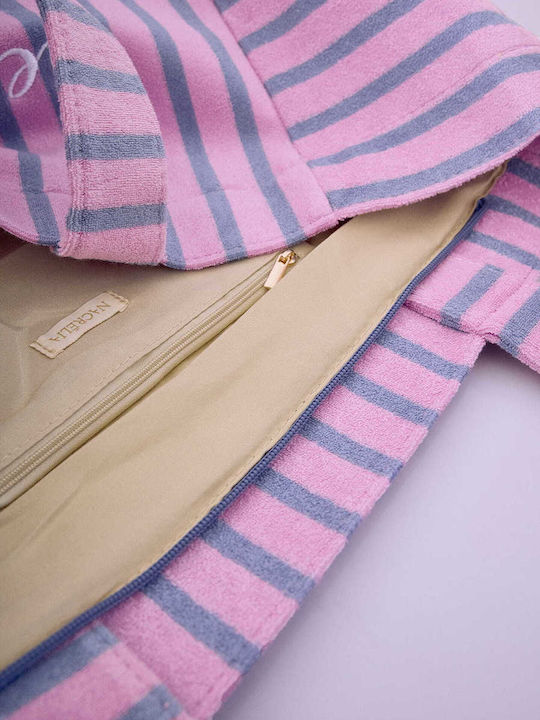 Celestino Damen Strandtasche Frottee Streifen Lila Hell