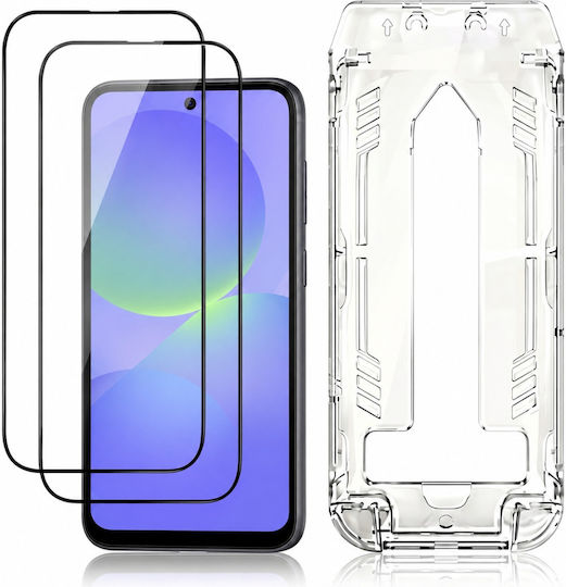 3mk Комплект 2 Закалени Стъкла Galaxy A36 Апликатор Рамка Черен Прозрачен