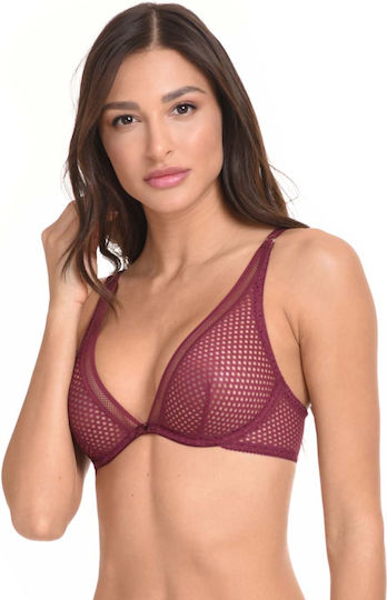 Miss Rosy Lavinia Tulle Mesh Lingerie Set 964-11106 Burgundy