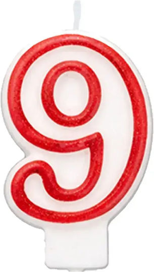 Geburtstagskerzen Chippo 968094-9 Nummer 09 Rote 7,5 cm