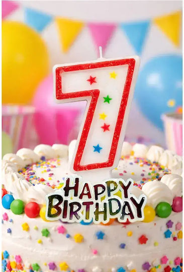 Свещ За Рожден Ден Торта Unique Party *538379 Размер F 7 Червена Декорация "Happy Birthday" 8.5 См