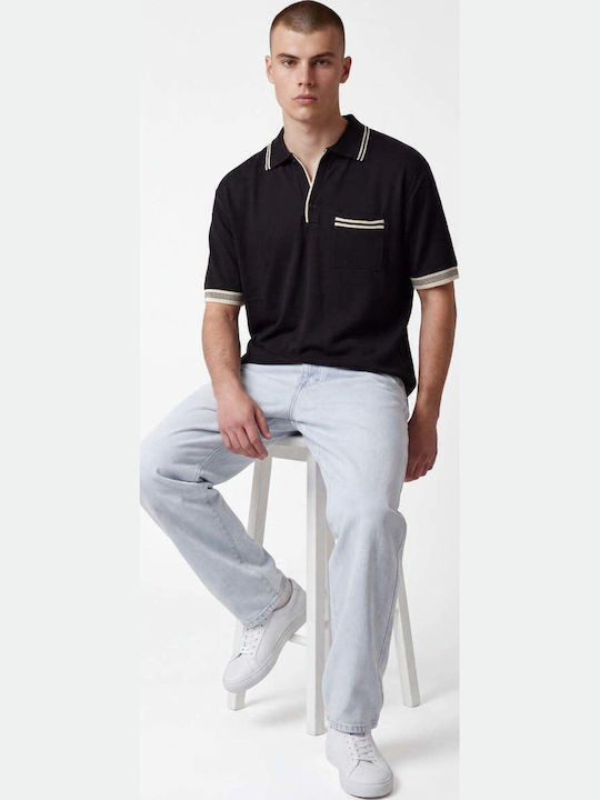 Polo Short Sleeve Black Blouse