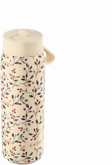 Pulse Save the Aegean Recyclable Thermos Bottle Stainless Steel BPA Free 500ml Bloom Beige
