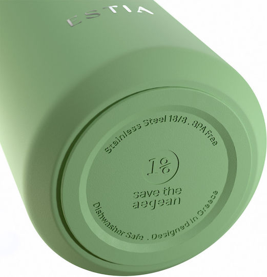 Estia Pulse Save The Aegean Recyclable Thermos Stainless Steel BPA Free Bottle 800ml Pine