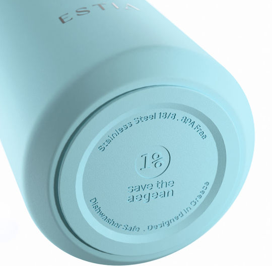 Estia Lens Save The Aegean Чаша Термос Неръждаема стомана Без BPA 360ml Arctic със Сламка