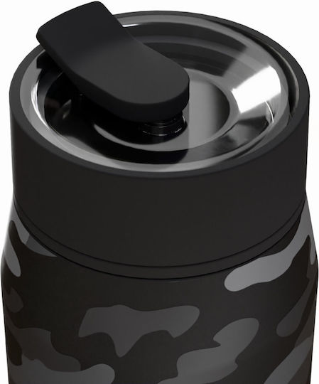 Estia Lens Save The Aegean Pahar Termos Oțel Inoxidabil Fără BPA 360ml Dark Camo cu Pai