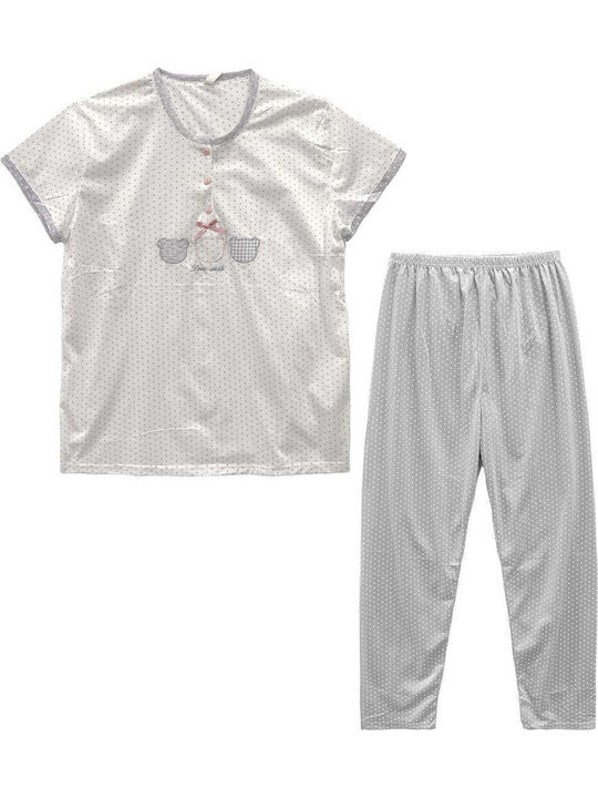 Ansin Summer Women's Cotton Grey Pyjama Set