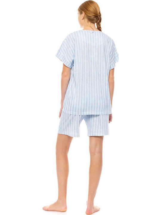 Pink Label Summer Women's Pyjamas Shorts Nordic Stripe