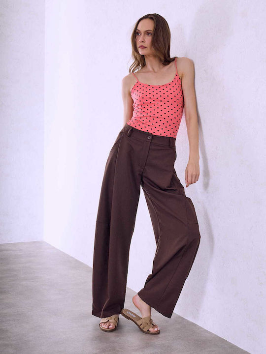Celestino Top Cu Buline Elastic Slim Fit Coral