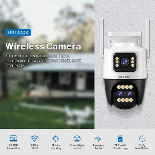 Jortan JT-9999PRO IP Triple Κάμερα Παρακολούθησης Wi-Fi 9MP Αδιάβροχη με Φακό 3.6mm