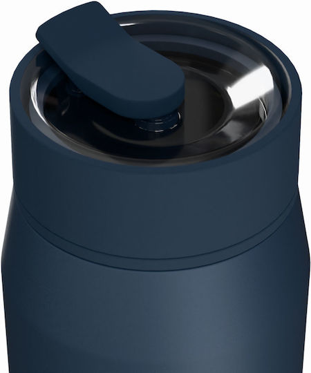 Estia Lens Save The Aegean Чаша Термос Неръждаема стомана Без BPA 360ml Индиго с Сламка