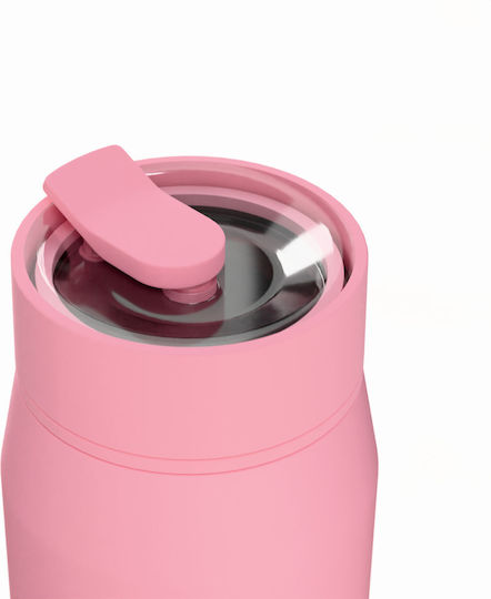 Estia Lens Save The Aegean Thermos Cup Stainless Steel BPA Free 360ml Rose with Straw