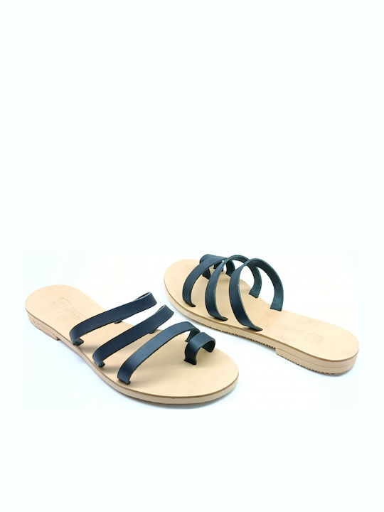 Leather Women's Flat Sandals Black