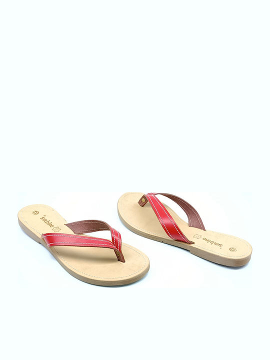 Leather Women's Flat Sandals Red