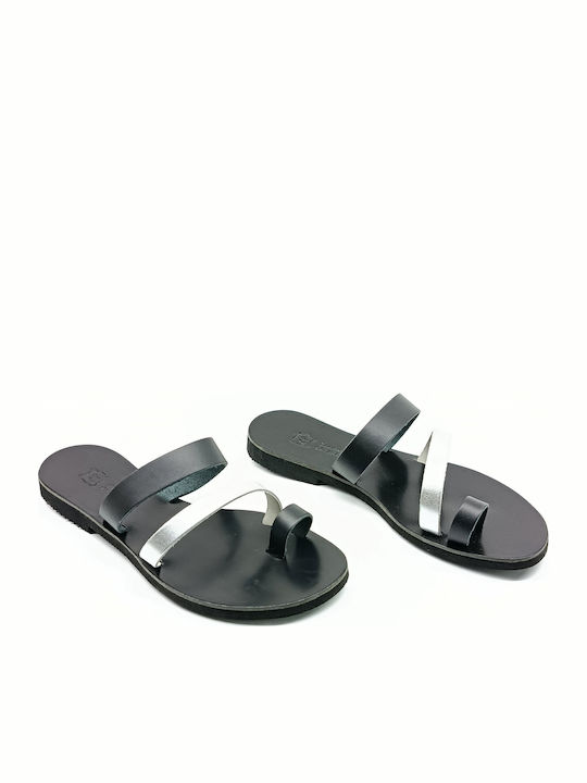 Leather Women's Flat Sandals Black