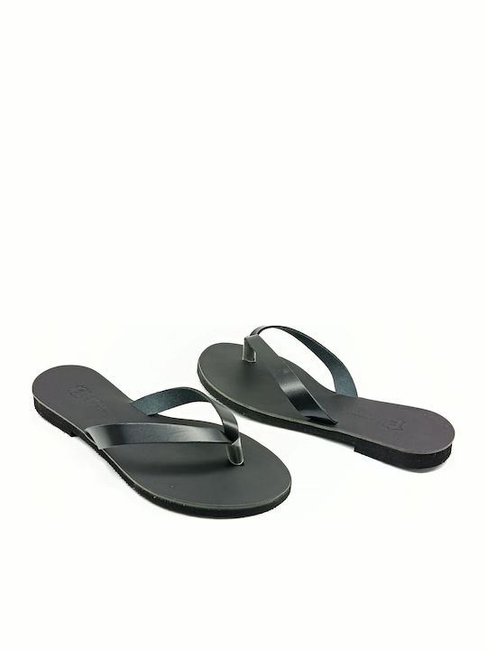 Leather Women's Flat Sandals Black