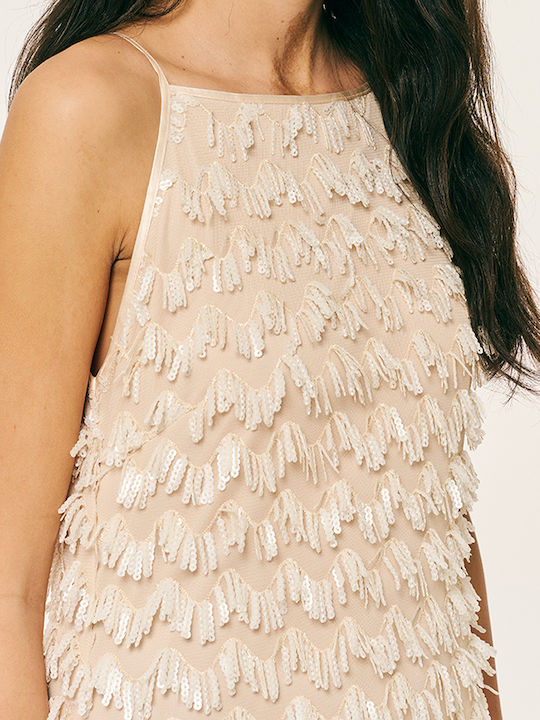 Summer Maxi Evening Dress Open Back Beige