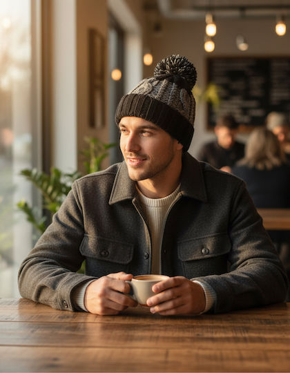 Beanie Unisex Σκούφος Πλεκτός σε Γκρι χρώμα