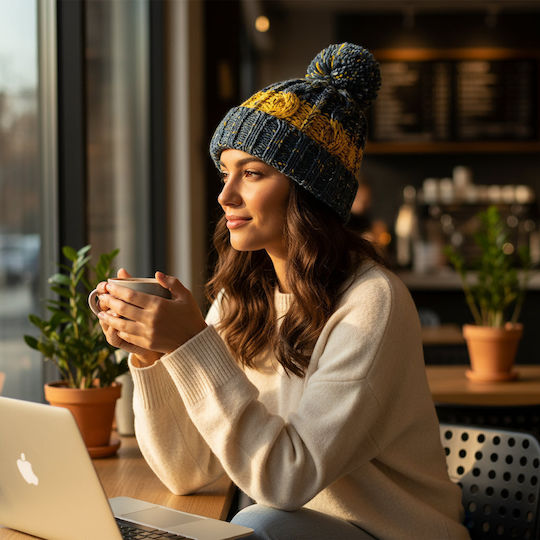 Căciulă Pom Pom Beanie Unisex Tricotată