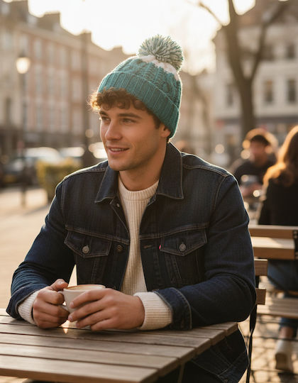 Beanie Unisex Σκούφος Πλεκτός σε Λευκό χρώμα