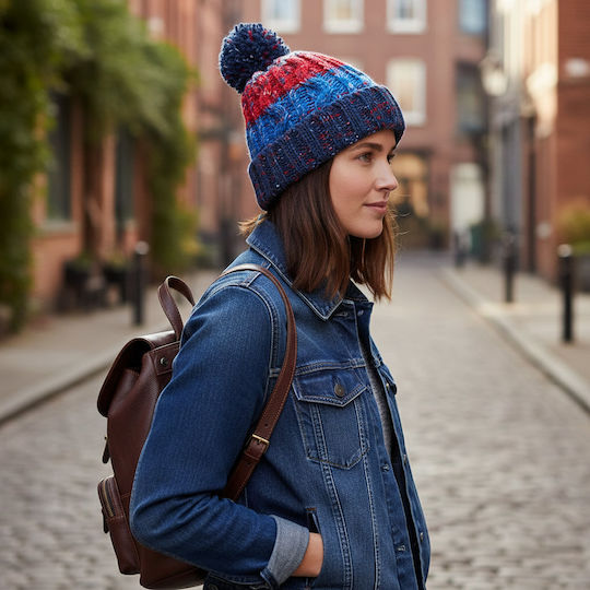 Pom Pom Beanie Unisex Σκούφος Πλεκτός