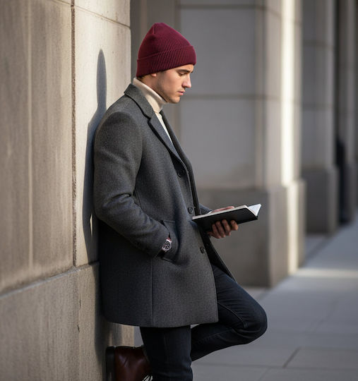 Beanie Unisex Σκούφος Πλεκτός σε Μπορντό χρώμα