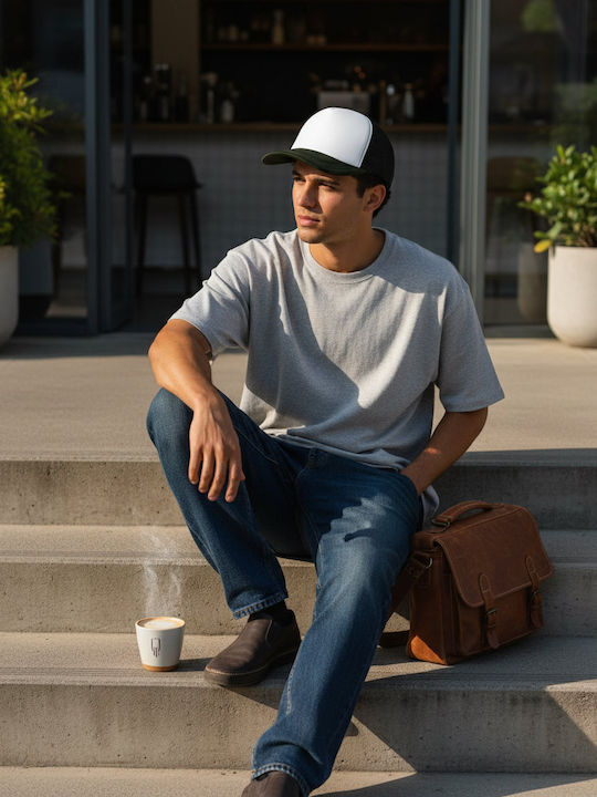 Retro 5 Panel Trucker Beechfield B639 Black Dark Olive
