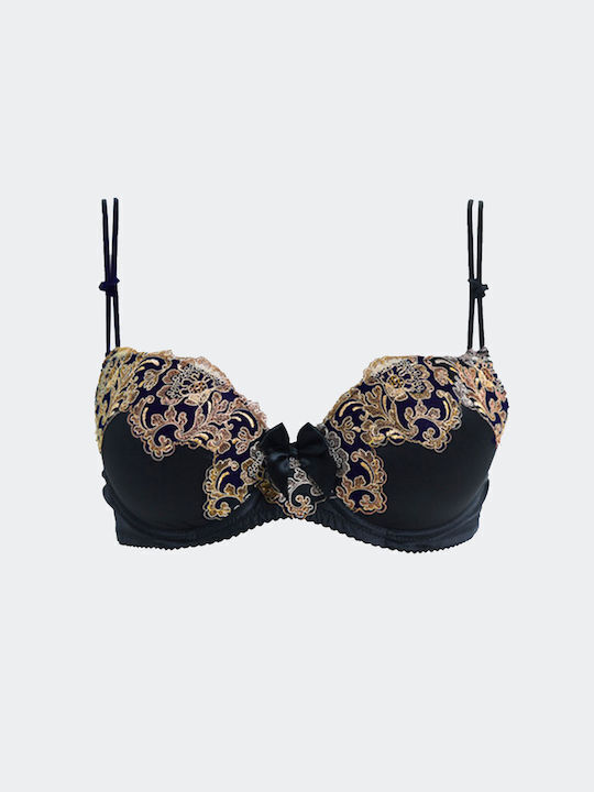 Satin Black Push Up Bra