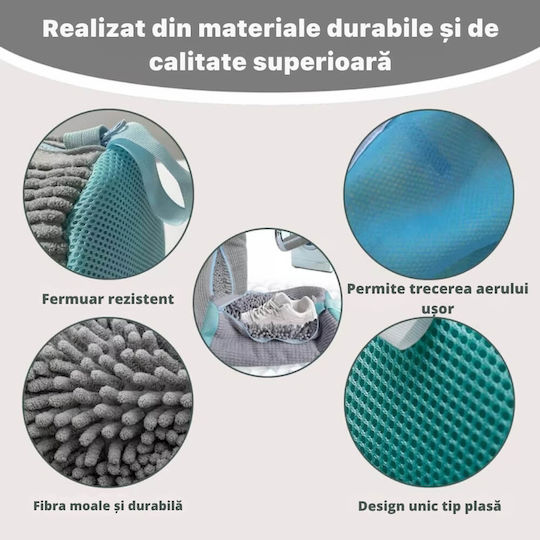 Geantă De Spălat Pantofi Mașină De Spălat Protecție Pantofi Adidași Material Durabil Fermoar Premium Curățare Sigură 39x19 Cm Gri