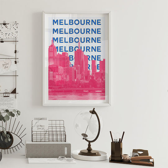 Poster Melbourne Pop Art Pst25511 40cm X 50cm White Wooden Frame