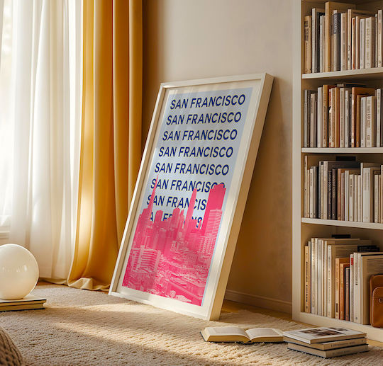 Poster San Francisco Pop Art Pst25516 40cm X 50cm Κορνίζα Καφέ Ξύλου 63388pd156106f63322