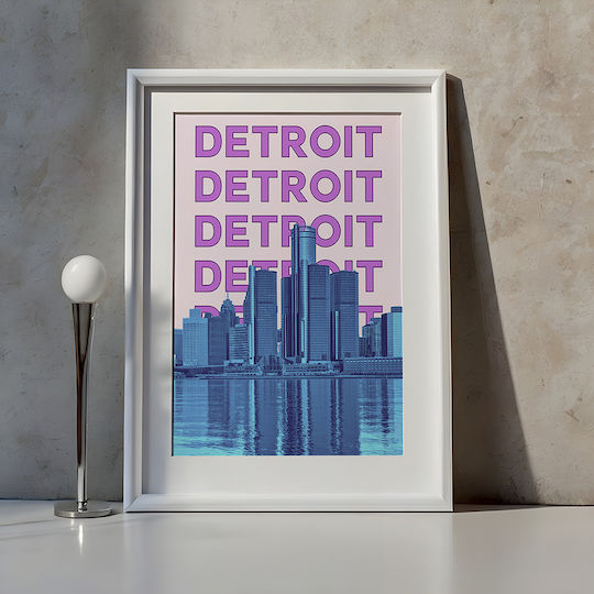 Poster Detroit Pop Art Pst25504 40cm X 50cm Brown Wooden Frame