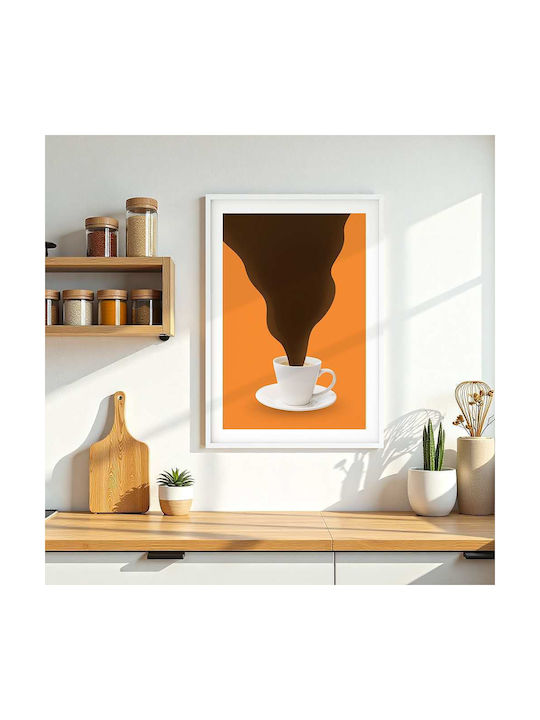 Poster Cană De Cafea Pst25358 40cm X 50cm Cadru Din Lemn Natural Bej 62153pd156341f55316