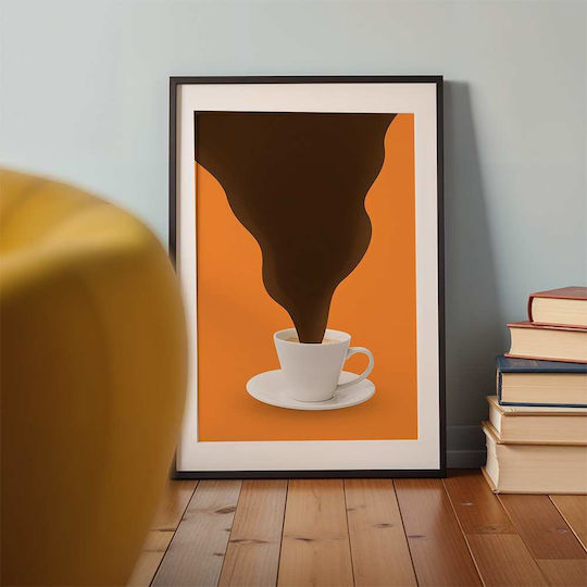 Poster Coffee Cup Pst25358 40cm X 50cm Frame Natural Wood Beige