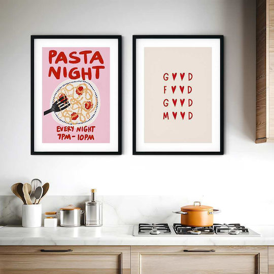 Poster Good Food Good Mood Pst25293 40cm X 50cm Premium Black Wooden Frame