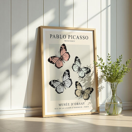 Poster Pablo Picasso Butterfly Art249 40cm X 50cm Λευκή Ξύλινη Κορνίζα-63778pd156082f55310