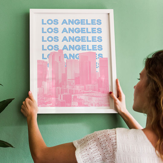 Poster Los Angeles Pop Art Pst25508 40cm X 50cm Λευκή Ξύλινη Κορνίζα-63376pd156114f55310