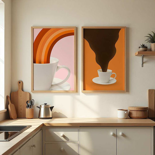 Poster Coffee Cup Pst25358 40cm X 50cm White Wooden Frame