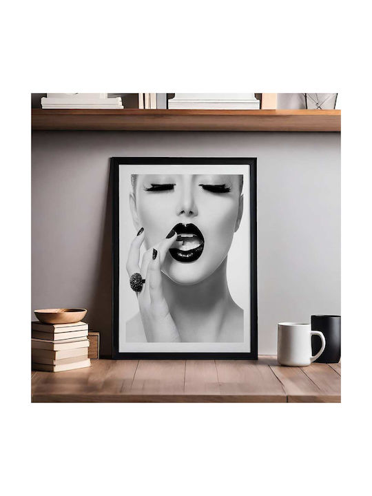 Poster Black Lips I Pst2501 40cm X 50cm Κορνίζα Καφέ Ξύλου 60137pd156518f63322