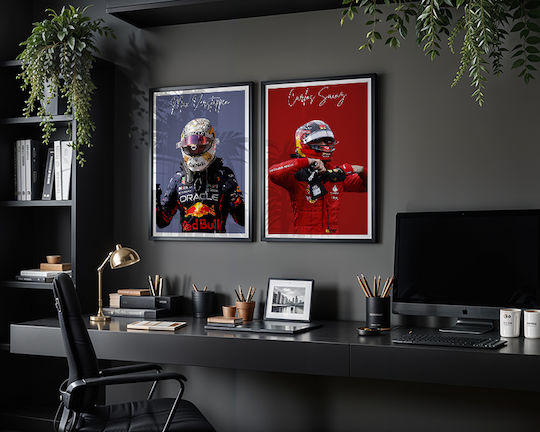 Poster Formula1 Carlos Sainz F061 40cm X 50cm Λευκή Ξύλινη Κορνίζα-63052pd156213f55310